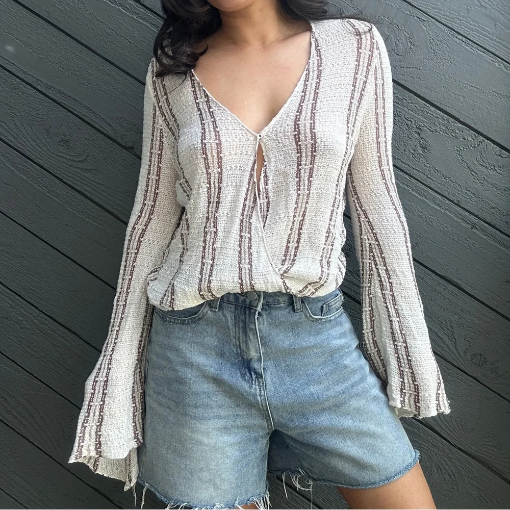 O'Neill Cream and Brown Striped knitted Blouse - Picture 5 of 5